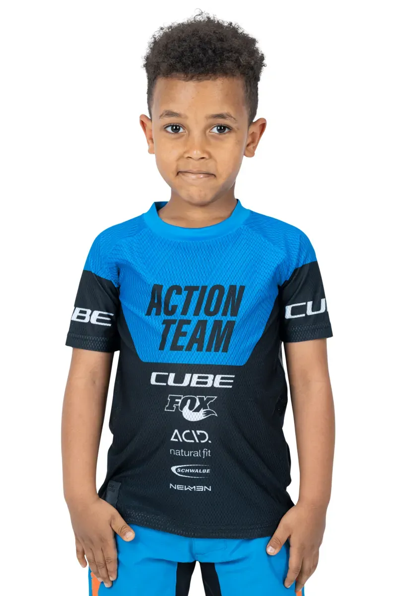 2021 Cube Junior Actionteam Short Sleeved Jersey in Blue
