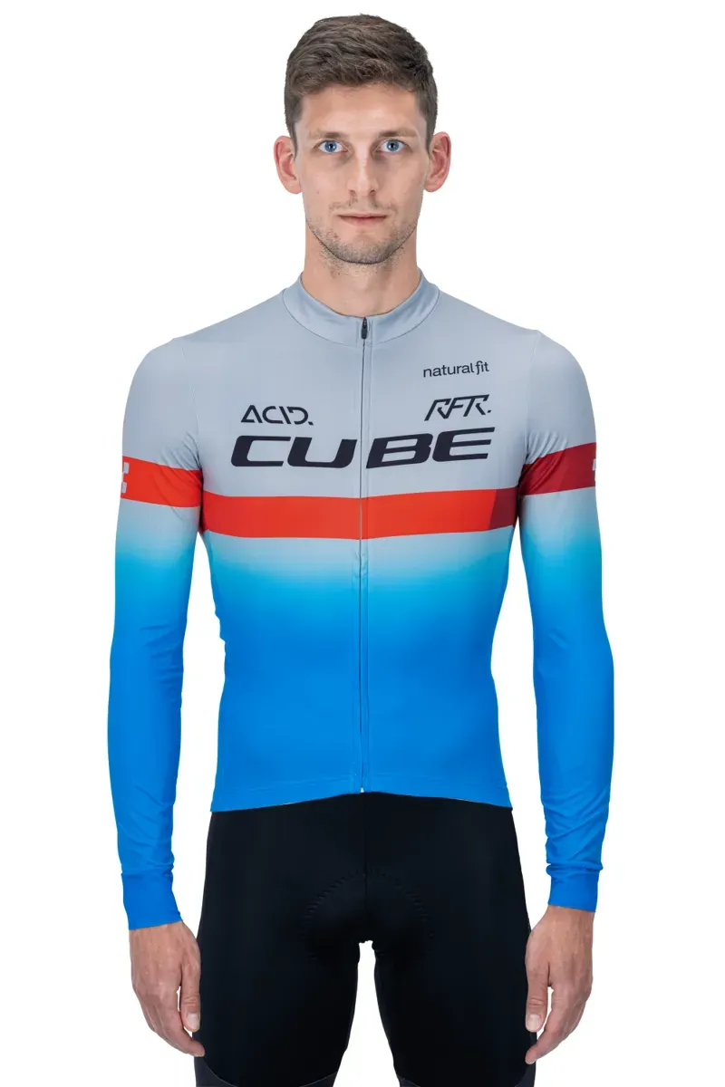 2021 Cube Teamline Long Sleeved Mens Jersey in Blue